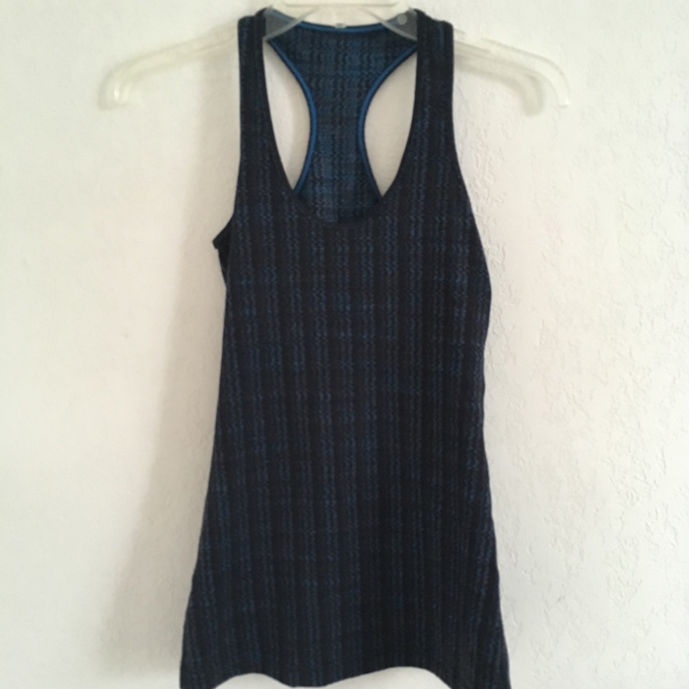 NWOT Lululemon Racerback Tank Blue and Black 4 Sm